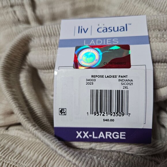 Indiana Hoosiers Repose Pants Womens Size XXL Beige Pleated Sweats  Liv Casual - Picture 4 of 5